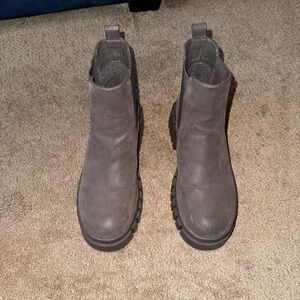 MIA Gray Chunky Ankle Boots